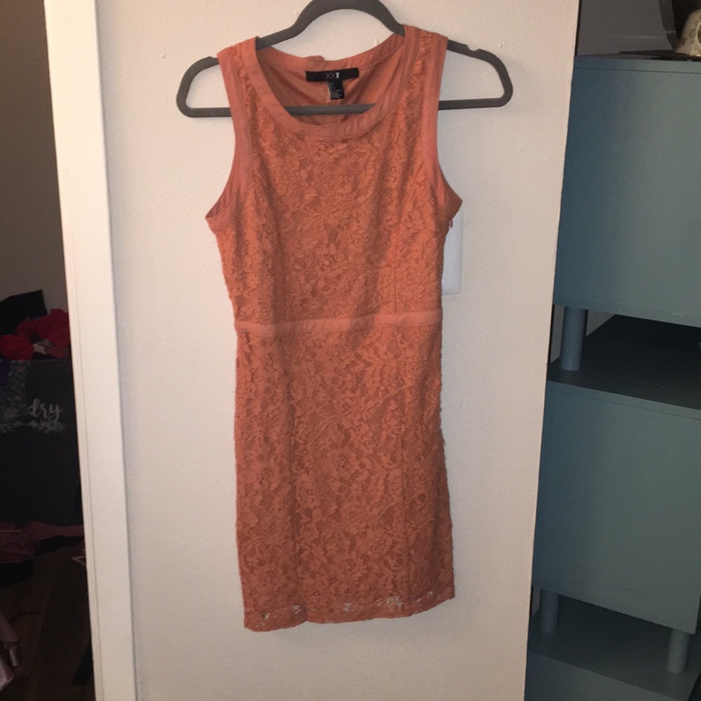 Burnt orange bow back sleeveless dress